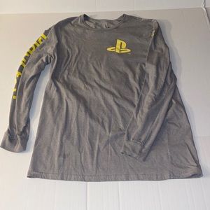 PlayStation Adult Large long Sleeve Gray And Yellow Tee Shirt